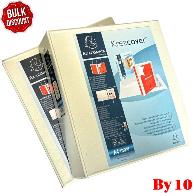 BULK DISCOUNT: Box of 10 D Ring White Arch Files 60mm (Exacompta)